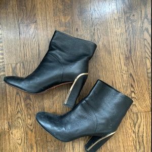 DVF Black Ankle Boots with Gold Accents